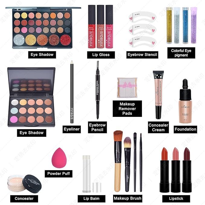 Makeup Sets For Women Brush Sets(Eyeshadow,Primer,Concealer,lipstick,lipgloss,Eyeliner,Eyebrow,Makeup brushe,Mascara &more) (27 sets B)-VivaGrace Women
