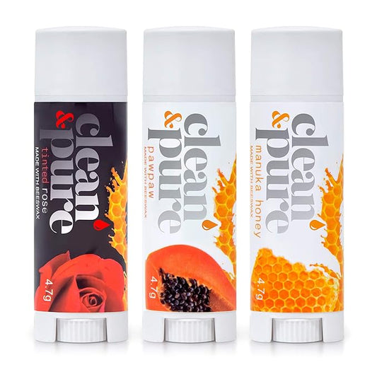 Bee Sweet Lip Balms, 3 Pack | Manuka Honey Beauty Products | Lip Care Set With 100% All Natural Beeswax and Vitamin E Oil | Flavored Lip Balm for Dry, Chapped Lips | Made in Australia-VivaGrace Women