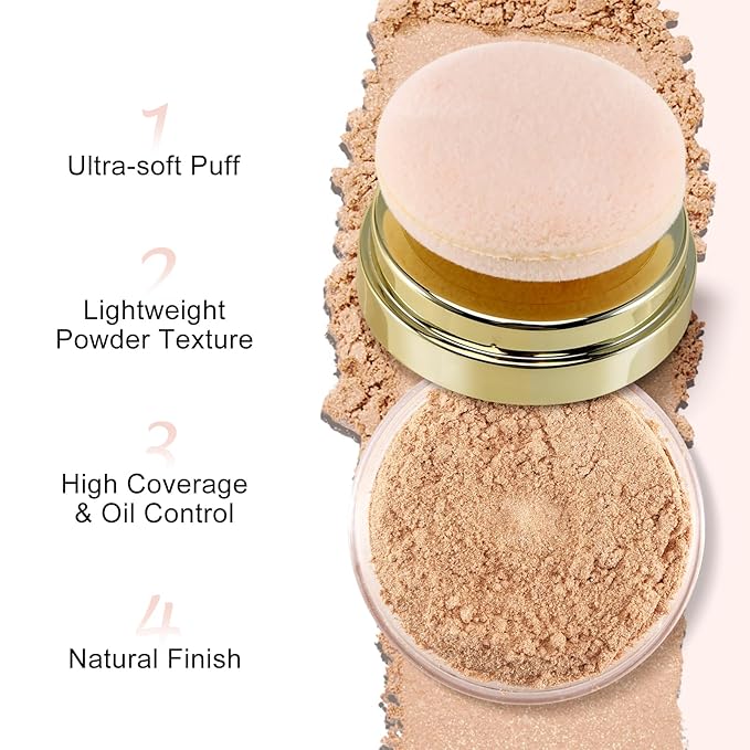 Boobeen Setting Powder, Lightweight Oil Control Loose Setting Powder, Full Coverage Finishing Powder For a Matte Flawless Look, Pressed Face Powder Makeup to Reduce Shine, Long Lasting-VivaGrace Women