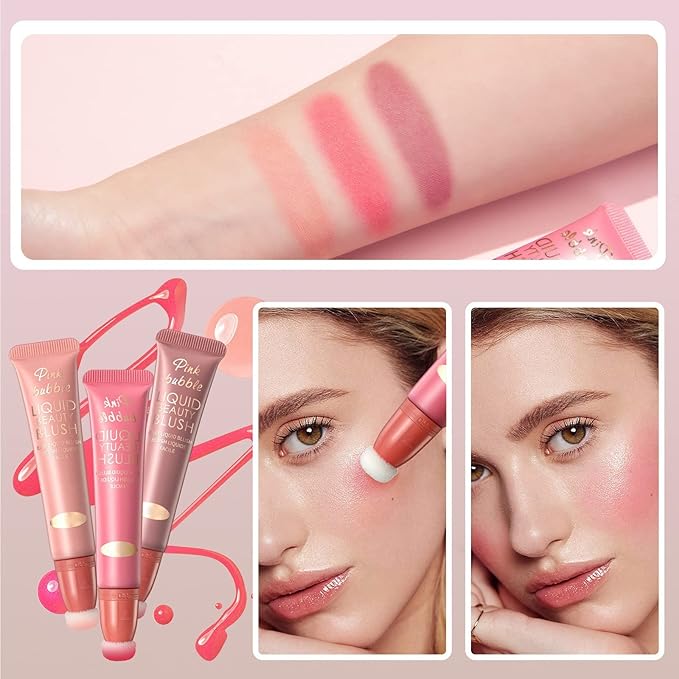 Liquid Blush Makeup Wand, Velvet Cream Blush Stick for Cheeks and Lips, Blush and Highlighter Stick, Easily Blendable, Long-Wearing, Smudge Proof-VivaGrace Women