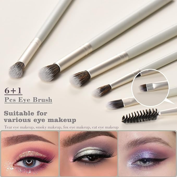 10 Piece Makeup Brushes - Grayish Green Wooden Handle with Soft Synthetic Bristles,for Face & Eye Makeup|Professional Makeup Brushes set for Women & Girls|-VivaGrace Women