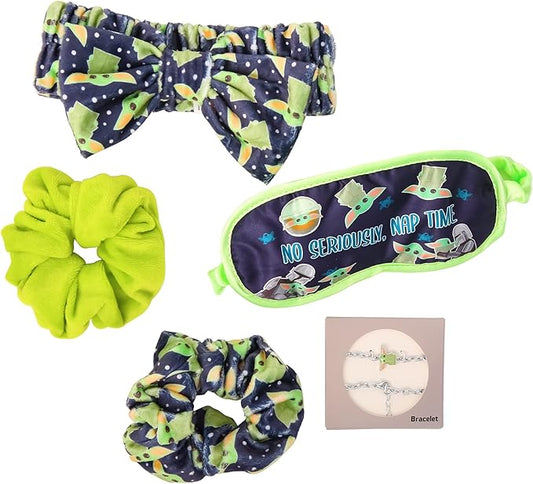 Disney Stars Wars The Mandalorian Gift Set Featuring Grogu - Girls Spa Set includes Pouch, Sleep Mask, Hair Scrunchies, Spa Headband, and Bracelet - Star Wars Gifts-VivaGrace Women