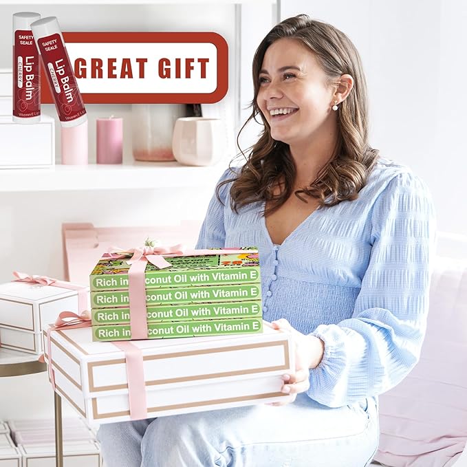 20 Pack Natural Lip Balm Bulk with Vitamin E and Coconut Oil Valentine's Day best choice - Moisturizing, Soothing, and Repairing Dry and Chapped Lips - 10 Flavors - Non-GMO-VivaGrace Women