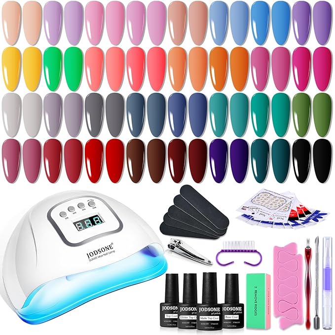JODSONE Gel Nail Polish Kit with U V Light 32 Color Soak Off Base&Top Glitter Coat Gel Polish for DIY Manicure Lovers-VivaGrace Women