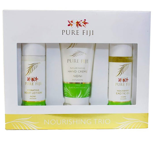 Pure Fiji Nourishing Trio, Ideal Spa Bath Gift Set for Women - Travel Kit - Includes Exotic Body Oil, Hydrating Body Lotion For Women and Nourishing Hand Cream, Noni Scent-VivaGrace Women