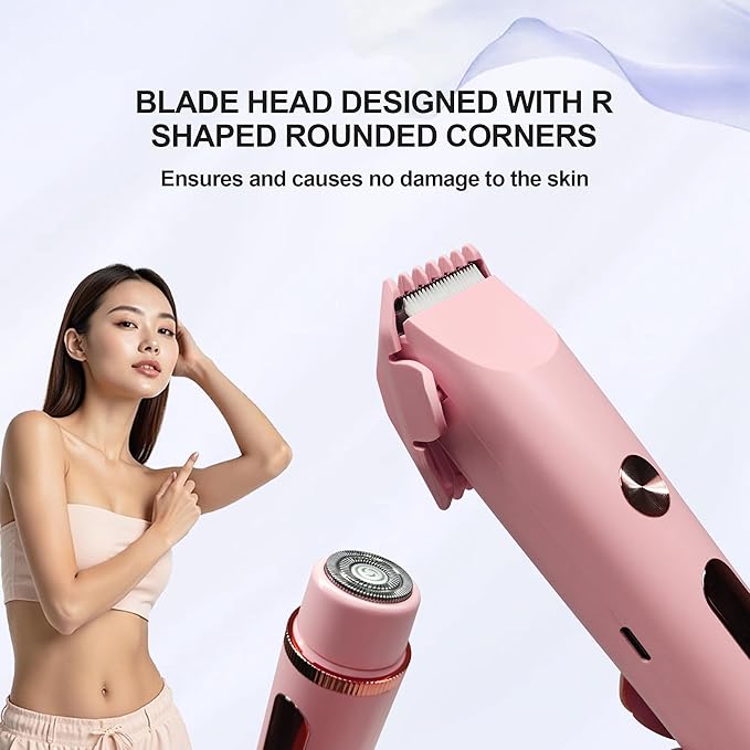 2025 Upgraded Bikini Trimmer for Women & 2 in 1 Dermave Bikini Shaver with LCD Display, Dual Head Cordless Electric Shaver, IPX7 Waterproof Wet/Dry Body Hair Trimmer for Face Body Intimate Areas,Pink-VivaGrace Women