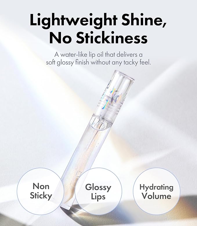 Rouge Star Glossy Lip Oil - Hydrating Lip Gloss - Non-Sticky Shine with Argan Oil & Vitamin - Deep Moisturization & Lip Softening 0.14 oz (Glossy Lip Oil)-VivaGrace Women