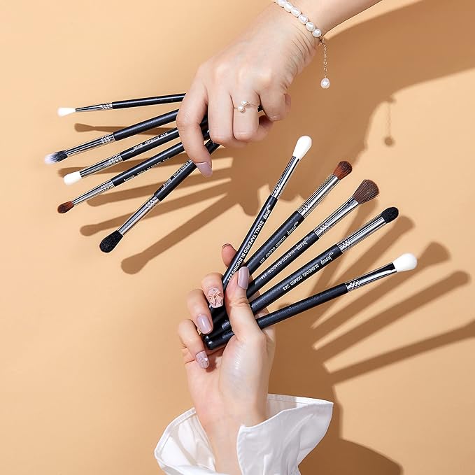 Jessup Eyeshadow Brush Set Professional Eye Blending Brushes for Lid Small Fluffy Soft Eye Brushes 10pcs, T331-VivaGrace Women