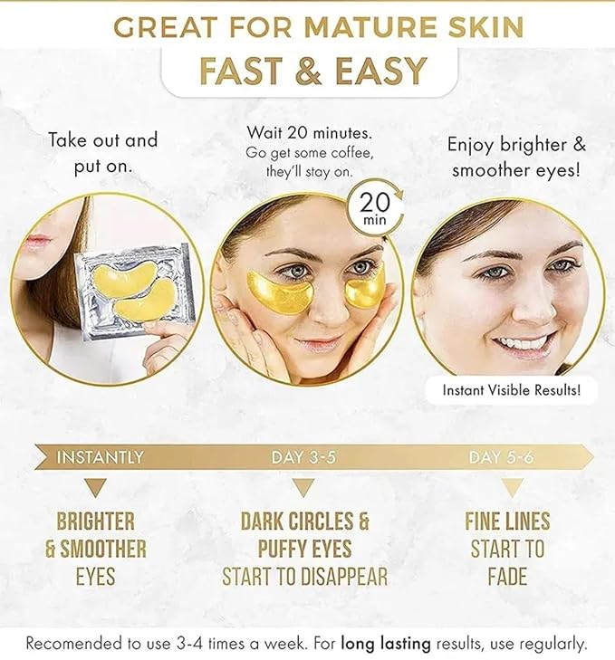 24k Gold Eye Treatment Masks With Collagen-VivaGrace Women