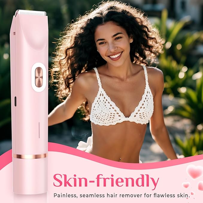 2025 New 2-in-1 Electric Bikini Trimmer for Women - Dual Head Electric Razor,Waterproof Painless Bikini Shaver, Pubic Hair Trimmer for Private Area & Body Hair, Pink-VivaGrace Women