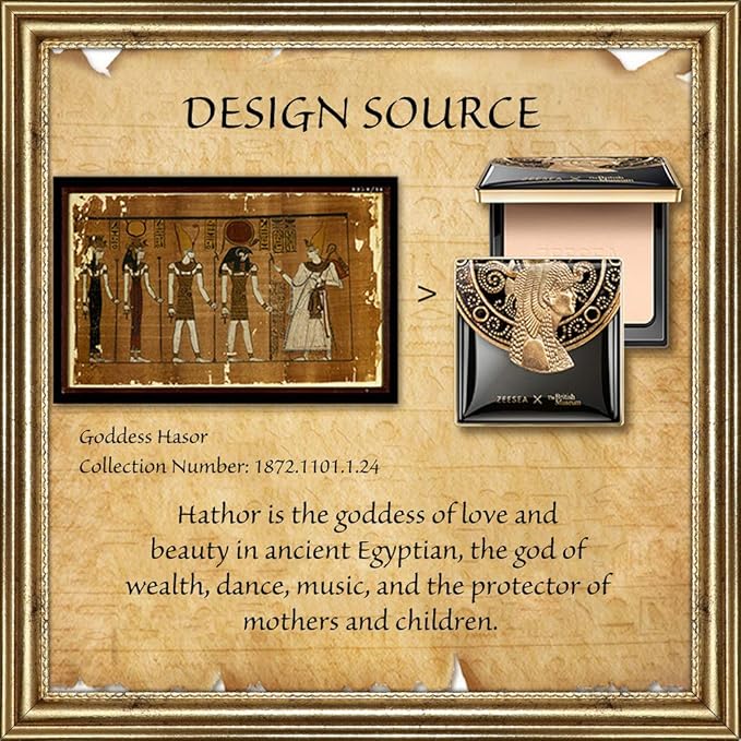 ZEESEA Pressed Powder The British Museum Egypt Series Long Lasting Oil Control Facial Finishing Brighten Setting Powder Multi-use Foundation (#00 Light Beige)-VivaGrace Women
