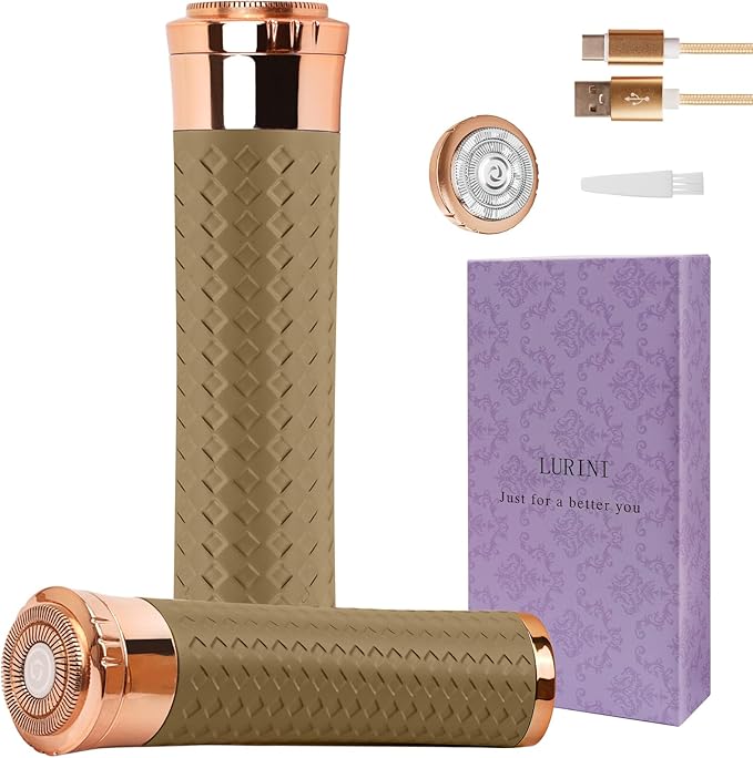 Facial Hair Remover for Women, Painless Rechargeable Hair Removal Device, Comes with 2 Replacement Heads, Portable Electric Shaver/Razors for Face, Chin, Upper Lip, arms (Cinnamon)-VivaGrace Women