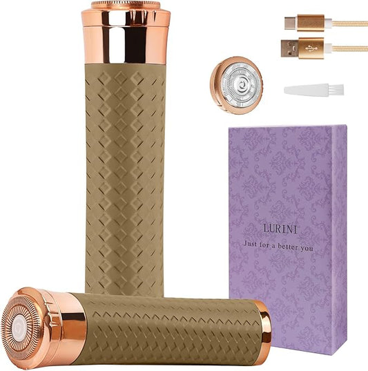 Facial Hair Remover for Women, Painless Rechargeable Hair Removal Device, Comes with 2 Replacement Heads, Portable Electric Shaver/Razors for Face, Chin, Upper Lip, arms (Cinnamon)-VivaGrace Women