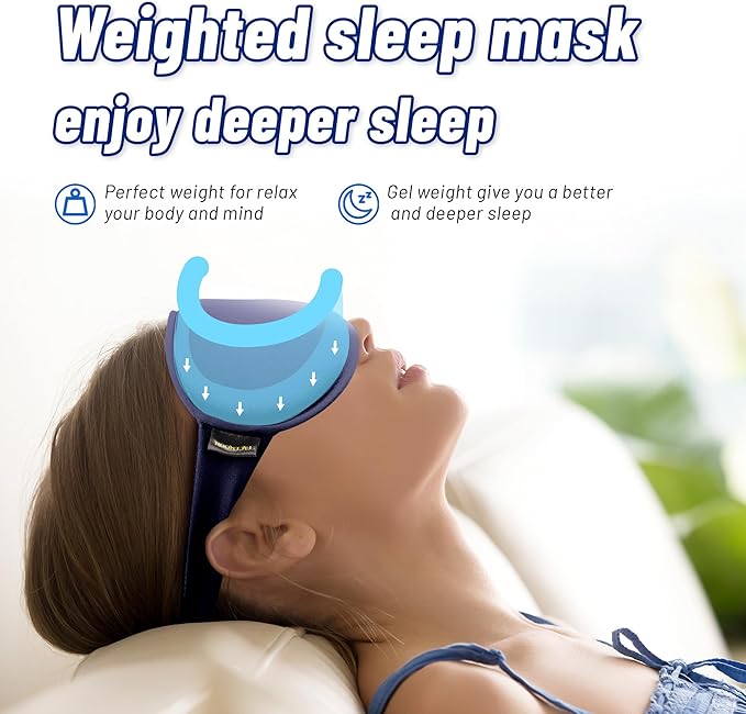 Cooling Gel 3D Sleep Eye Mask-Weighted Blackout Sleep Mask & Cold Compress for Dark Circles, Dry Eyes, and Puffiness - Comfortable, Eyelash-Friendly, Reusable for Relaxing Sleep -Blue-VivaGrace Women