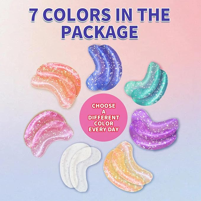 Under Eye Patches (28 Pairs), Eye Mask for Dark Circles, Puffy Eyes, Eye Bags, Wrinkles, 7 Colors Crystal Gel Gold Eye Mask Patches, Eye & Lip Treatment Skin Care Products-VivaGrace Women