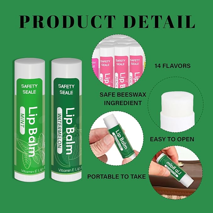 84 Pack Natural Lip Balm Bulk with Vitamin E and Coconut Oil - Moisturizing, Soothing, and Repairing Dry and Chapped Lips - 14 Flavors - Non-GMO-VivaGrace Women