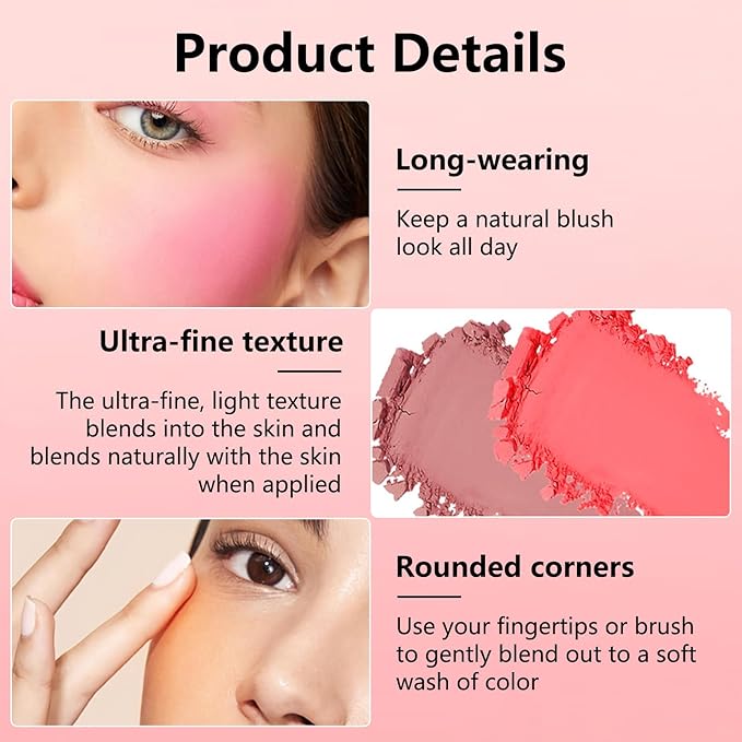 Embossed Blush, Palette Pink Dark Powder Blush Palette-VivaGrace Women