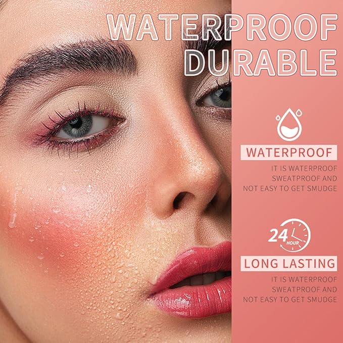 Cooling Water Jelly Tint Blush,4 Colors Multi-Use Tint Blush Makeup Stick Watercolor Finish for Lips and Cheek Stain, Moisturising Waterproof Non-Stick-VivaGrace Women