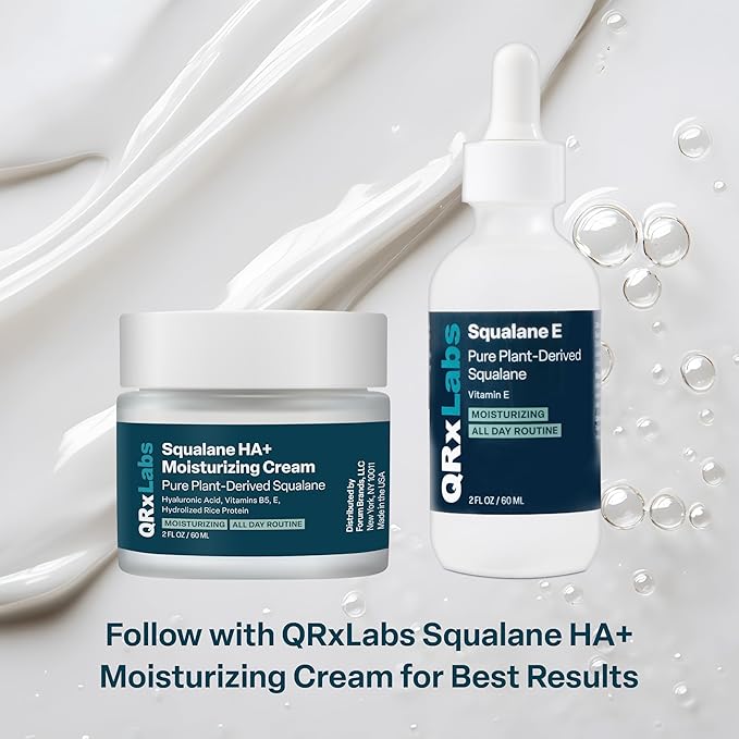 QRxLabs Pure Organic Squalane Oil & Vitamin E Oil for Face & Skin - 2 Fl Oz - USDA & ECOCERT Certified Organic Sugarcane - Hydrating Facial, Body & Hair Formula - Reduces Fine Lines & Wrinkles-VivaGrace Women