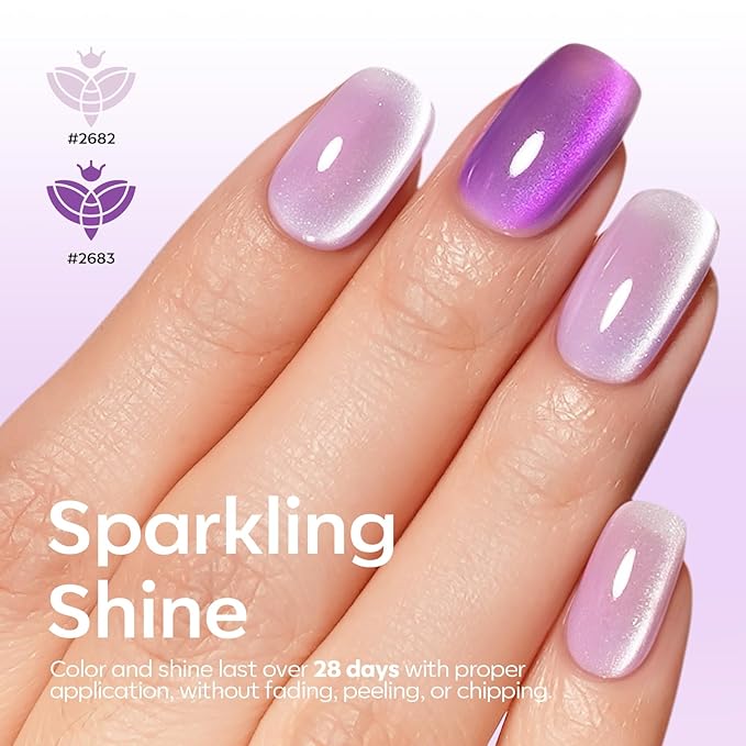 modelones Cat Eye Gel Nail Polish, 6 Colors Purple Pink Glitter Gel Polish Set with Magnet Sparkle Galaxy Series Nail Polish Kit Soak Off Led Nail Art Manicure Salon DIY Gifts-VivaGrace Women