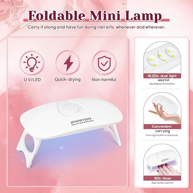 JEWHITENY 14 PCS Poly Nail Gel Kit Poly Extension Gel Kit Starter Kit With Slip Solution Professional Extension Set With LED Lamp Nail Art Design Beginner All In One-VivaGrace Women