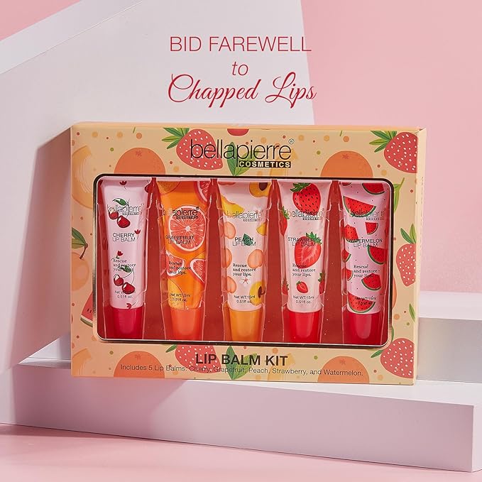 bellapierre Cosmetics 5-Piece Natural Lip Balm Kit | Moisturizing Lip Gloss | Fruit Flavored Liquid Lip Balm Collection-VivaGrace Women