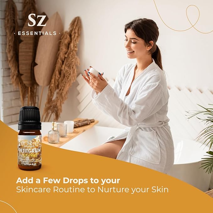 Petitgrain Sur Fleurs Essential Oil - 100% Pure and Undiluted - Extracted from Neroli-Bitter Orange Tree - Citrusy & Woody Scent with Fresh Neroli Floral Overtones - Therapeutic Grade-VivaGrace Women