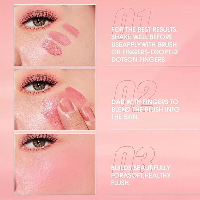 Color Changing Blush,3-in-1 Warm Change Blush,Pink Cream Blush,Transparent Crystal Color Changing Magic Gel,Blush PH Temperature Changing Long Lasting Blendable Natural Finish for All Skin Tone(01)-VivaGrace Women