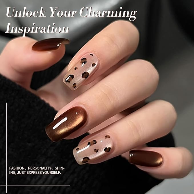 Born Pretty Cat Magnetic Eye Gel Nail Polish, 6 Colors Retro Magnetic Glitter Gel Polish Set Silver Pink Red Nail Polish Kit Soak Off LED Nail Art DIY Salon Gift-VivaGrace Women