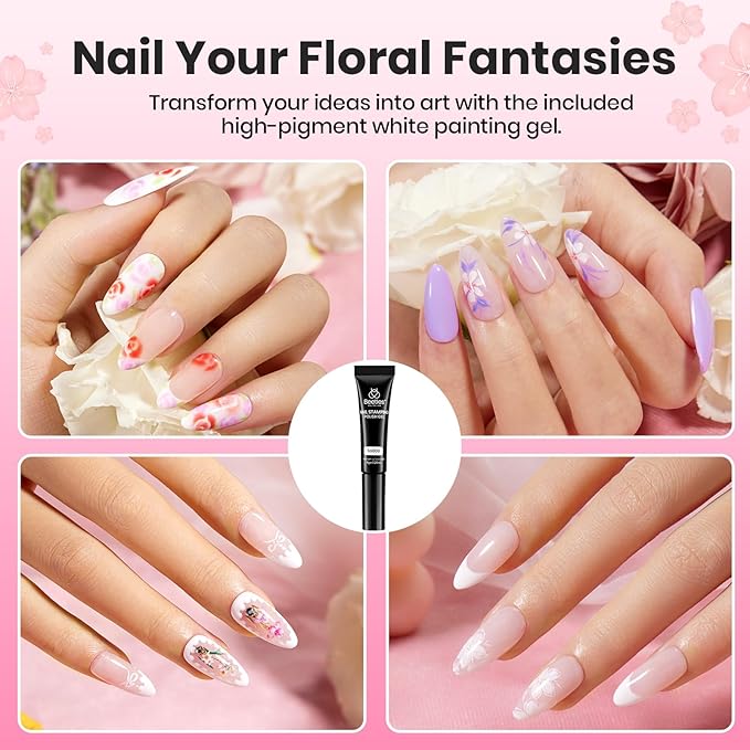 Beetles Nail Art Brushes Set for Gel Polish 3 Pcs Nail Art Design Pen and One White Painting Gel All-in-One Petal Brush Kit Flower DIY with Palette Dotting Manicure Tool Set-VivaGrace Women