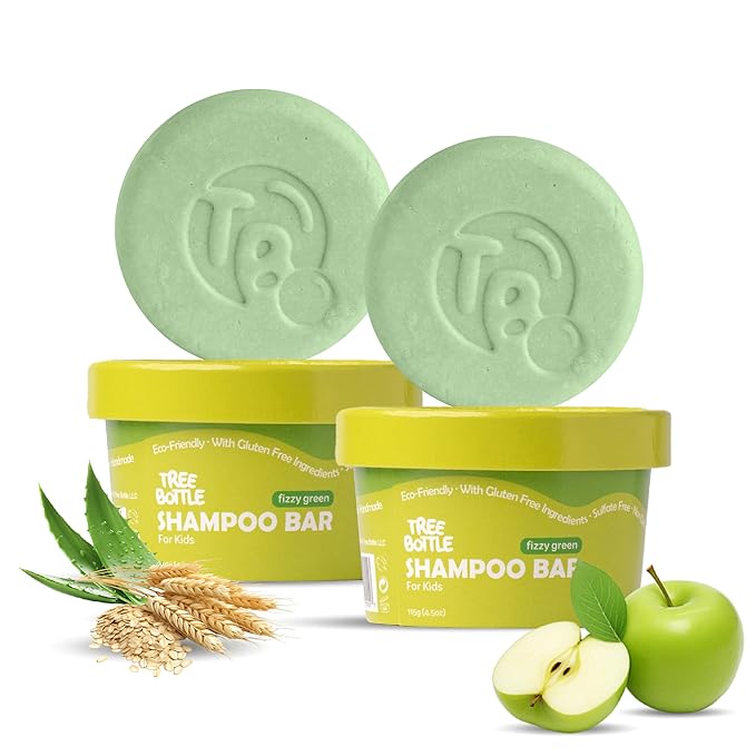Tree Bottle Hydrolyzed Oat Protein + Aloe Vera Shampoo Bar for Kids – Gentle & Nourishing for Sensitive Scalps - Natural, Tear-Free, Sulfate & Paraben-Free - Made in USA - 4.5oz (Pack of 2)-VivaGrace Women