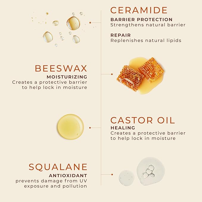 Unscented Lip Balm Hydrating for Dry Lips - Lip Moisturizer with Castor Oil and Beeswax, Chapped Lip Repair, Restores Smoothness, Barrier Protection, Fragrance-Free and Gentle-VivaGrace Women