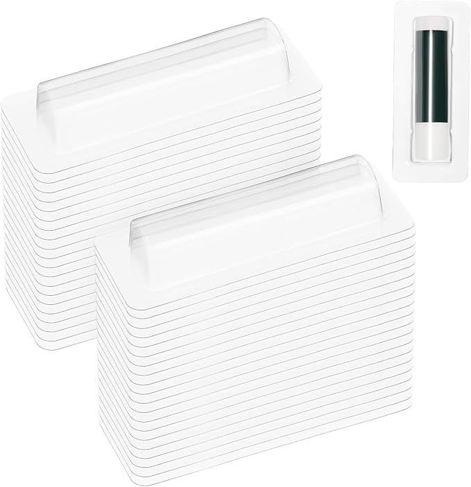 VILLCASE Lip Balm Pouches, 40pcs Plastic Lipstick Money Holder Clear Dome Lip Chap-Stick Money Cash Pounches, Lip Balm Cover for Gift Card DIY Crafts, Not Include Tape-VivaGrace Women