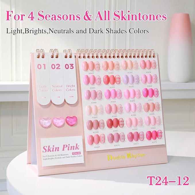 Double Rhythm 28Pcs 0.5Oz Gel Nail Polish Set Same Color Same Bottle Soak Off Gel Polish Kit Nail Art Manicure Salon DIY at Home for Women (Neutral Skin Pink Nude Collection-T24-12)-VivaGrace Women
