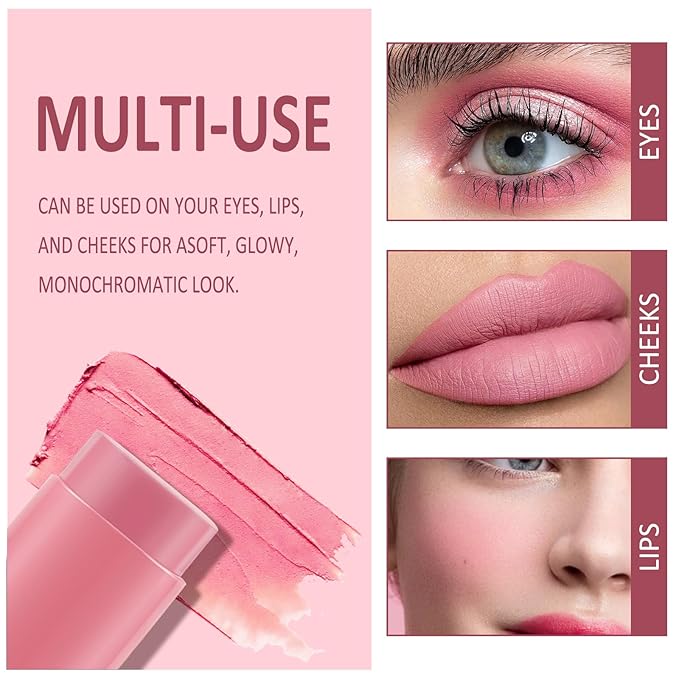 Cream Blush Makeup,Buildable Blush Stick for Cheeks,Matte Finish,Long Wear,Easy Application,Lightweight Multi Stick-VivaGrace Women