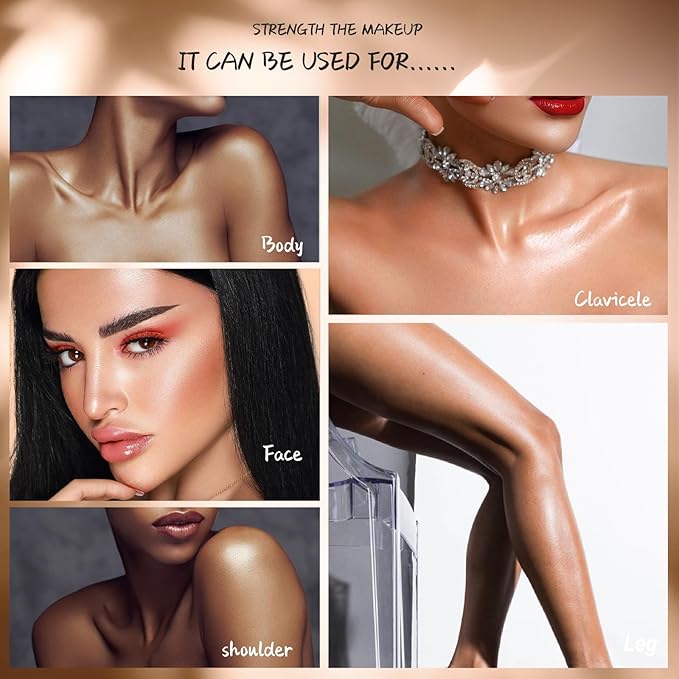 MAEPEOR Shimmer Body Luminizer 5 Colors Moisturizing Glow Illuminator Smooth and Non-sticky Summer Body Highlighter For Face & Body (80ML, 02 Gold)-VivaGrace Women