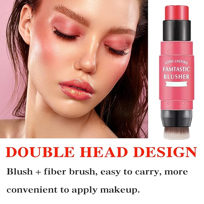 Cream Blush Stick (02) with Brush, Waterproof, Long Lasting, Shimmery Finish, Medium Coverage, Stick Pack, 40g, for All Skin Tones-VivaGrace Women