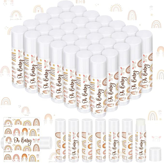 Dunzy 50 Pcs Thank You Gift Lip Balm Bulk Baby Shower Party Favors Bridal Shower Favor Lip Care with Assorted Fruit Flavors Thank You Lipstick for Guest Basket Gift Stuffer (Boho)-VivaGrace Women