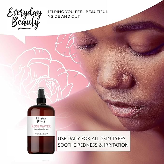 Rose Water Facial Toner - 16oz Bulk Alcohol-Free Vegan All Natural Refreshing for Face and Hair - Uplifts, Calming & Soothing for All Skin Types-VivaGrace Women