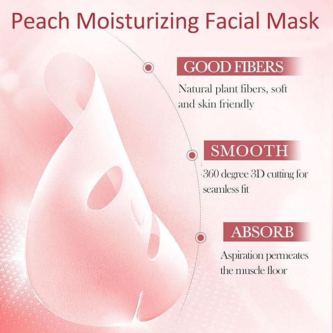 Peach Skincare Sets For Teen Girls, Complete Skin Care Routine With Facial Moisturizer, Face Cleanser, Face Mask, Peach Serum, Hand Cream & Toner, 7-In-1 Facial Skincare Set For Women-VivaGrace Women