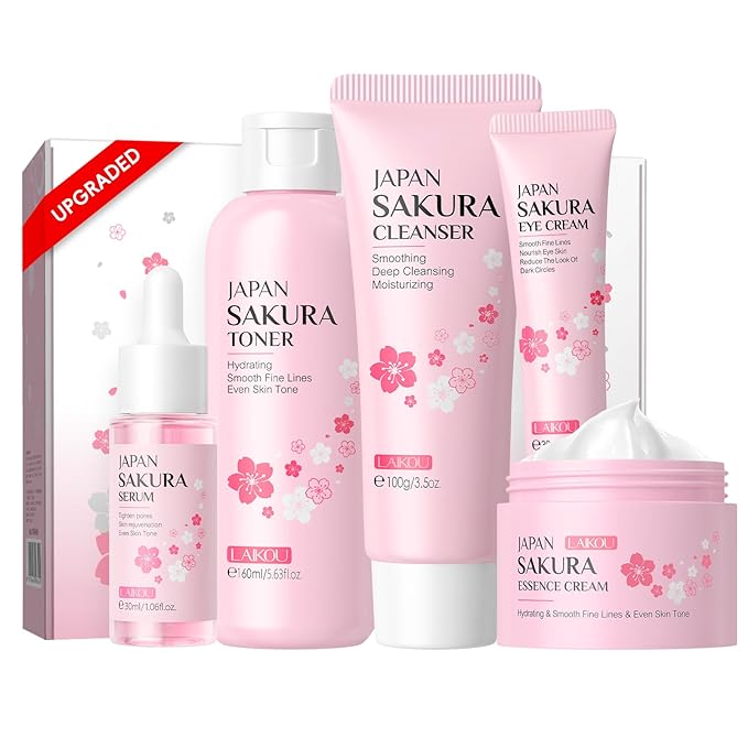 Skin Care, Skin Care Set, Skin Care Kit with Cleanser, Toner, Serum, Eye Cream, Face Cream for Women Teen Girls Mom Daughter Women Beauty Gift Sets 5pcs (Large Capacity Version)-VivaGrace Women