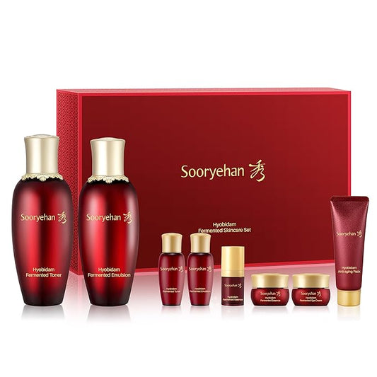 Sooryehan Hyobidam Fermented Skincare Gift Set (13.53fl oz) - Premium Korean Skin Care for Intense Hydration, Elasticity. Ginseng, Snow Fungus.-VivaGrace Women