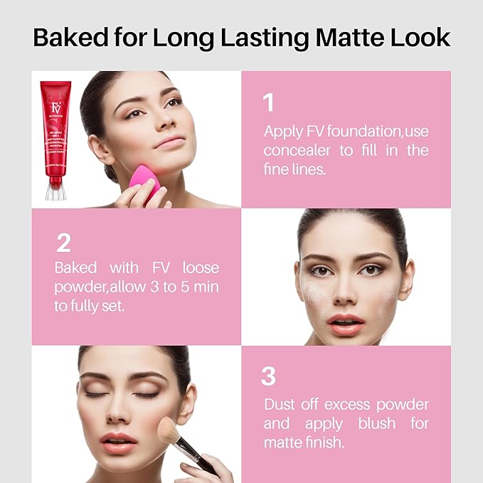 FV Translucent Loose Face Powder, Long Lasting & Lightweight Setting Powder with Matte Finish, Fine Powder for Natural Look, Minimizing Pores and Fine Lines Baking Powder 0.35oz (10g)-VivaGrace Women