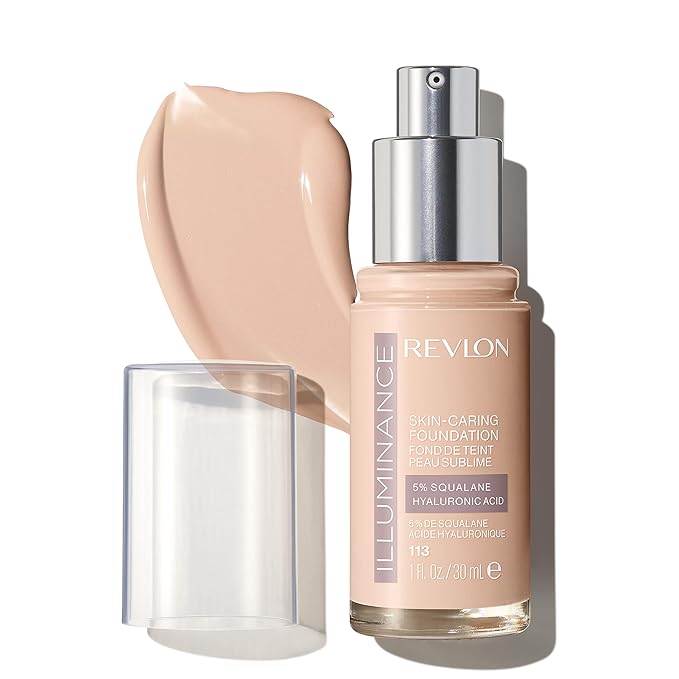 Revlon Illuminance Skin-Caring Liquid Foundation, Hyaluronic Acid, Hydrating and Nourishing Formula with Medium Coverage, 113 Ivory Beige (Pack of 1)-VivaGrace Women