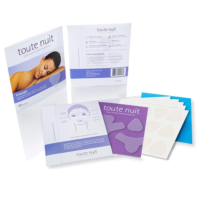 Toute Nuit Wrinkle Patches – Triangle – Face Tape for Forehead, Eyes & Lips – Hypoallergenic Anti Wrinkle Patches – 45 Count, Made in USA-VivaGrace Women