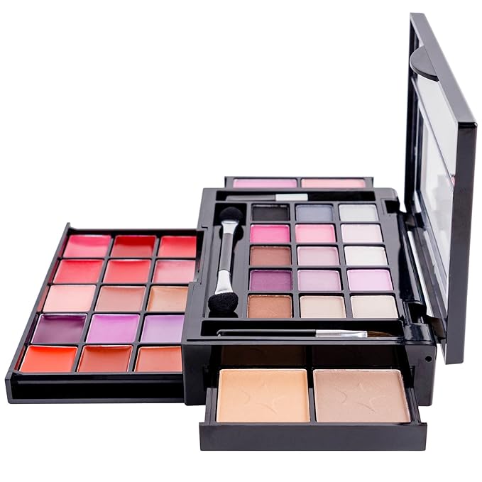 SHANY Fierce & Flawless All-in-One Makeup Set Compact with Mirror, 15 Eye Shadows, 2 Bronzers, 2 Blushes and 15 Lip/Eye Glosses, Makeup Applicators, Premium Giftable Packaging-VivaGrace Women