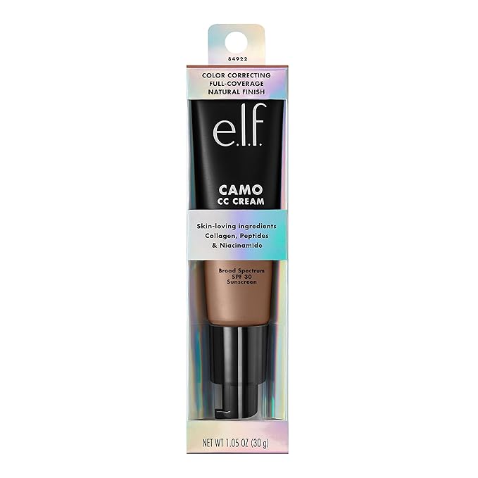 e.l.f. Camo CC Cream, Color Correcting Medium-To-Full Coverage Foundation with SPF 30, Tan 450 N, 1.05 Oz (30g)-VivaGrace Women