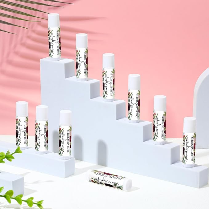 Dunzy 100 Pack Hello Fall Thanksgiving Party Gifts Bulk Lip Balms Favors Employee Appreciation Gifts Thank You Gifts Team Inspirational Gifts for Women Men Coworkers Satff Teachers(Floral)-VivaGrace Women
