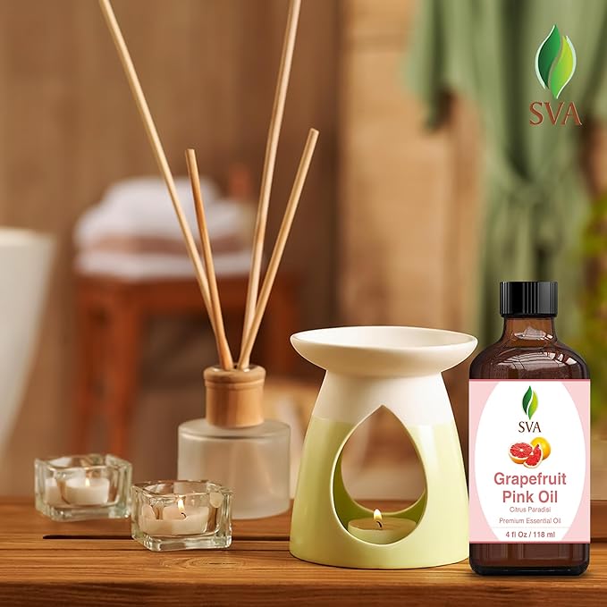 SVA Grapefruit Essential Oil Pink – 4 Fl Oz – 100% Natural Grapefruit Oil - for Diffuser, Hair Care, Face, Skin Care, Aromatherapy, Scalp and Body Massage, Soap and Candle Making - with Dropper-VivaGrace Women