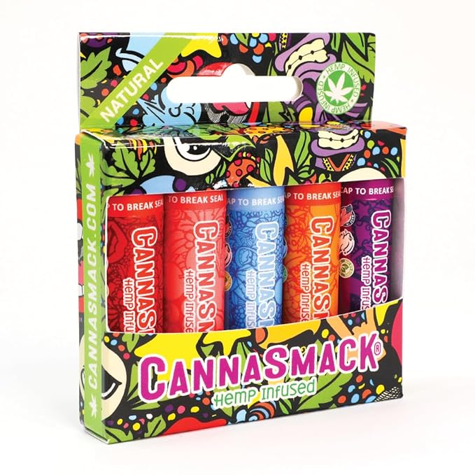 CannaSmack Natural Hemp Lip Balm - Sooth, Protect, & Moisturize Your Lips. 5 Flavors - Mango, Tropical, Peach, Berry, & Cherry - Beeswax, Hemp Seed Oil, Coconut Oil, & Vitamin E - Cruelty Free-VivaGrace Women